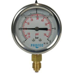 Glyzerin Manometer , 0 - 10 bar, 1/4 AG unten